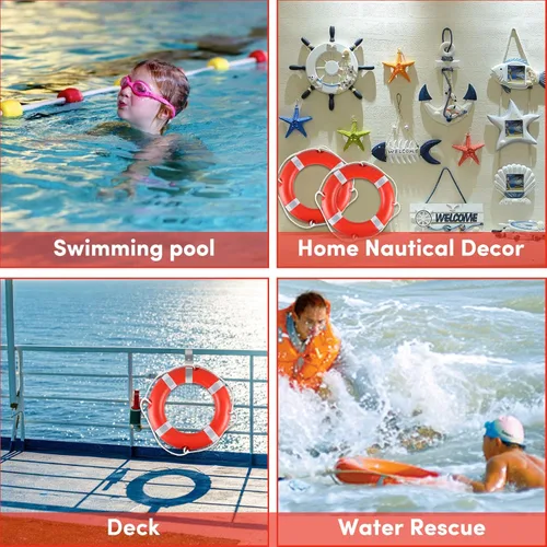 Miniatura 7 de Life Ring for Boating Safety - 23" and 28" Boat Safety Throw Rings with Reflective Strip and Grab Lines