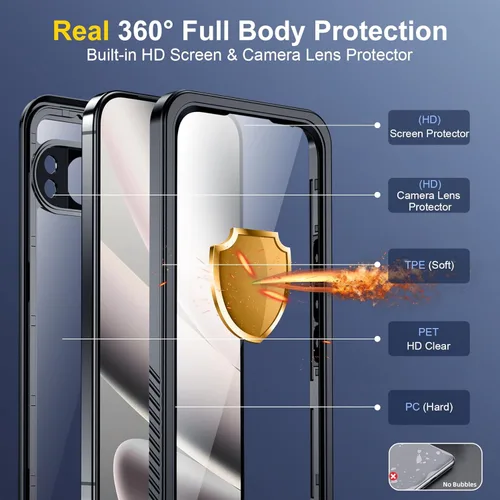 Miniatura 8 de SPIDERCASE Funda impermeable para Google Pixel 10 Pro XL, protección contra caídas de grado militar de 12 pies, resistencia al agua IP68, protector