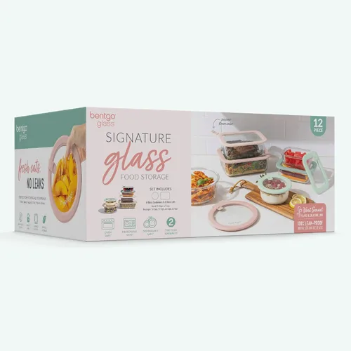 Miniatura 7 de Bentgo Signature Recipientes de vidrio a prueba de fugas para almacenamiento de alimentos - Juego de 12 piezas, recipientes sin plástico de 1