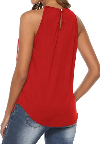 Miniatura 3 de Bluetime - Camisetas sin mangas con cuello halter para mujer, de encaje, con tirantes delgados, para verano