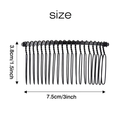 Miniatura 6 de Cinaci Paquete de 30 peines laterales de metal negro con 20 dientes para tocados, clips, pasadores, accesorios para mujeres y niñas, velo de novia