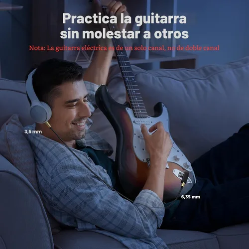 Miniatura 3 de UGREEN Cable estéreo de 3.5mm TRS a 6.35mm 1/4 de pulgada Audio para guitarra a Aux macho con carcasa de aleación de zinc y trenzado de nailon