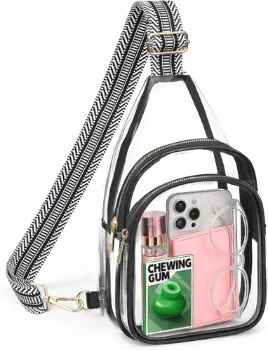 Miniatura 8 de HULISEN Bolso bandolera transparente para eventos de estadio, bolso transparente para mujeres, bolso cruzado aprobado por estadios para fanáticos