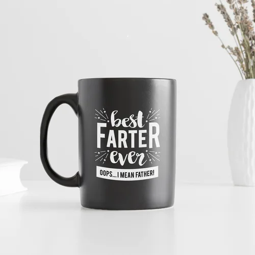Miniatura 4 de Canopy Street Taza con texto en inglés "Best Farter Father Ever", taza de café negra de 15 onzas para papás, regalo divertido para el Día del Padre