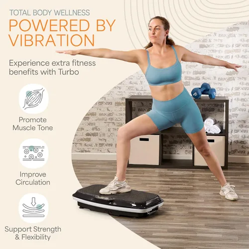 Miniatura 3 de Lifepro 3D Vibration Plate Exercise Machine — Dual Motor, 99 Speeds & 8 Presets Turbo/Hovert Vibration Platform Machine with Resistance Bands — Negro