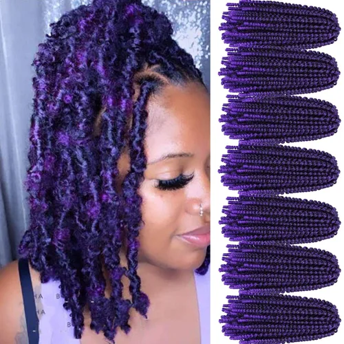 Miniatura 25 de Paquete de 2 cabello para trenzas en espiral de 8 pulgadas, cabello Spring Twist para rastas falsas, rastas de mariposa, cabello para trenzas, fibra