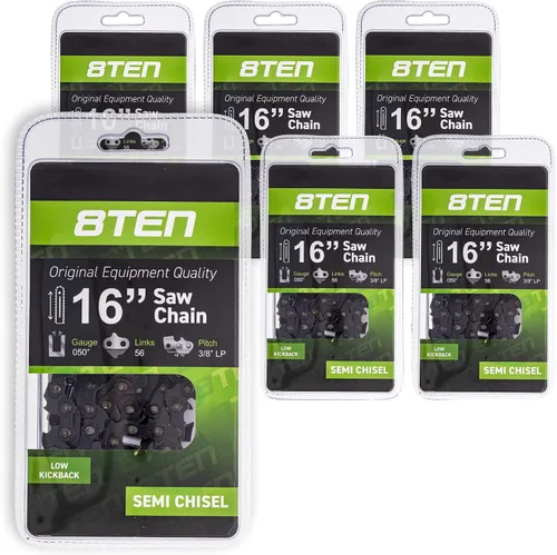 Miniatura 7 de 8TEN Cadena de motosierra para Husqvarna 136 137 141 142 240 Echo 501847052 Echo 91PXL52CQ 16 pulgadas .050 3/8 56DL paquete de 2