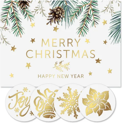 Miniatura 12 de Tarjetas de Navidad con imágenes coloridas azules de Colorful Images con sellos de sobres a juego, juego de 24 tarjetas, 5 x 7 plegadas, paquete