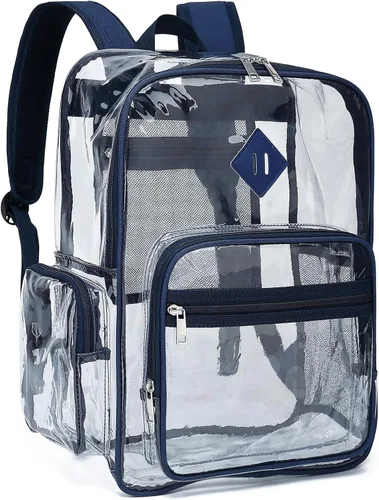 Miniatura 14 de Fuyicat Mochila transparente resistente para niñas, niños, mujeres y hombres, mochila escolar transparente de PVC transparente (negro)