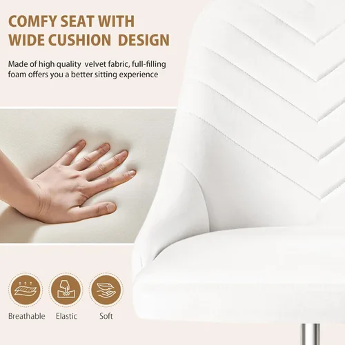 Miniatura 5 de VECELO Silla de Escritorio de Tocador de Terciopelo con Altura Ajustable para Oficina, Sala de Estar, Dormitorio, Estudio de Maquillaje, Giro de Rosa