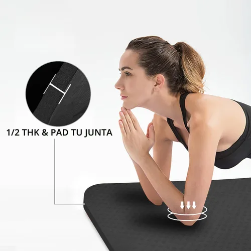 Miniatura 7 de Hatha Yoga Alfombrilla de Yoga Grande de TPE 6'x4'x1/2" Extra Gruesa Antideslizante - para Yoga, Pilates y Entrenamientos de Gimnasio en Casa Negro