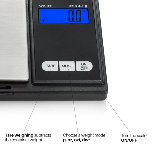 Miniatura 4 de Smart Weigh Báscula digital de bolsillo, precisión de 35.27 oz x 0.00 oz, ideal para joyas, alimentos, hierbas y medicinas, plataforma de acero
