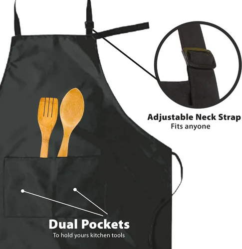 Miniatura 8 de Delantal de chef personalizado, delantal para mujeres u hombres con bolsillos, delantales de cocina para mujeres, delantal de chef para hombres