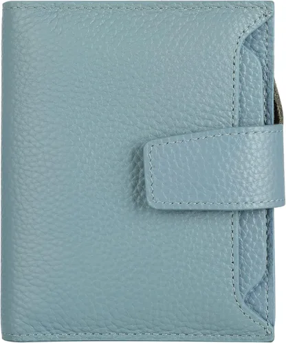 Miniatura 63 de Lavemi Pequeña cartera compacta para mujer, con bloqueo RFID, de piel auténtica, plegable, con ventanas de identificación