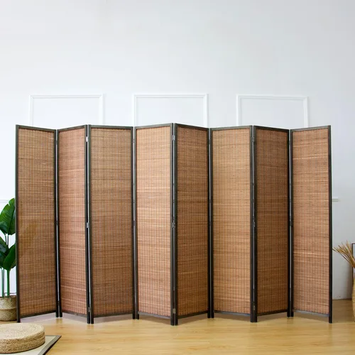 Miniatura 4 de Furnnylane Divisor de habitación de 3 paneles y pantalla de panel plegable, pantalla divisora de panel de bambú para separación de habitaciones