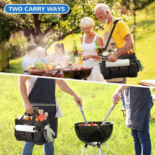 Miniatura 6 de Chyaidach Organizador de Parrilla Grande con Fondo Duro, Organizador de Plancha Plegable Portátil para Accesorios Blackstone, Esenciales para Portón