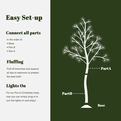 Miniatura 4 de LuxenHome - Árbol de Gypsophila iluminado de 5 pies, árboles iluminados, decoraciones de Navidad, árboles artificiales preiluminados, decoración