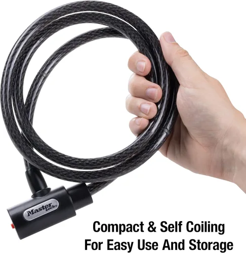 Miniatura 4 de Master Lock 8364DCC Candado de cable para bicicleta con llave, 1.5 m de largo, Negro