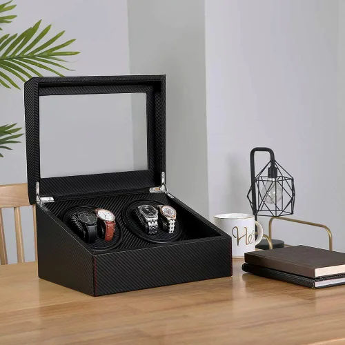 Miniatura 7 de Enrollador automático de reloj con 4 silenciosas cajas de bobinado de reloj de motor japonés + 6 almohadas flexibles para reloj, funda