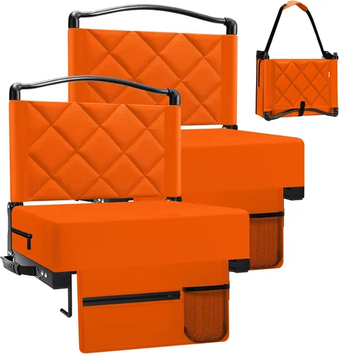 Miniatura 12 de Asientos de estadio con cojín de apoyo trasero, asientos plegables para gradas que soportan hasta 400 libras, asiento ancho con correa para el Sin
