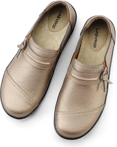 Miniatura 9 de LAZYPOP Mocasines de cuero clásicos y cómodos para mujer, bonitos zapatos de vestir informales, ligeros, para caminar, zapatos planos