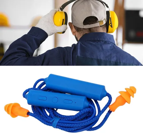 Miniatura 4 de ASHATA Auriculares Bluetooth con banda para el cuello, IPX5, a prueba de agua, 200 mAh, recargable, para taller de construcción (azul)