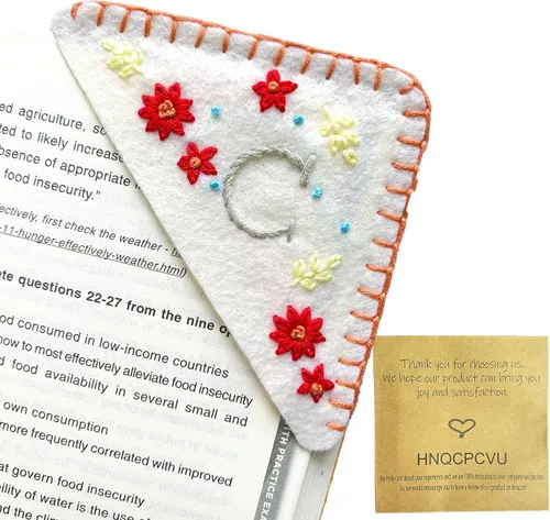 Miniatura 35 de Marcapáginas de esquina bordadas a mano personalizadas, Marcadores para mujeres, Marcador personalizado para los amantes de los libros, lindo Verde