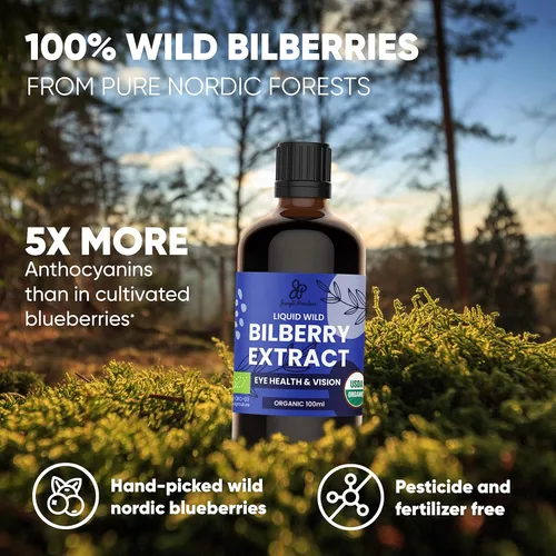 Miniatura 4 de Jungle Powders Extracto de arándano silvestre para ojos USDA orgánico botella de 3.4 onzas de arándano líquido antocianina sin alcohol, suplemento