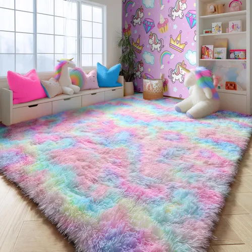 Miniatura 12 de PAGISOFE Alfombras esponjosas de dormitorio de 4 x 6 pies, color negro, alfombra moderna para sala de estar, alfombra lanuda para interiores