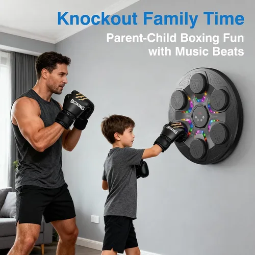 Miniatura 3 de Upgrade Music Boxing Machine For Adults Kids, Interactive Music Punching Machine with Gloves 12 Modes 12 Speeds, Wall Mounted Electronic Boxing
