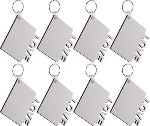 8 llaveros en blanco de sublimación de transferencia de calor, llavero impreso de doble cara MDF DIY llavero en blanco con llaveros para mamá papá