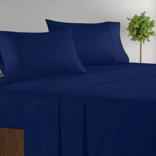 Miniatura 5 de Juego de ropa de cama de 4 piezas de 800 hilos, 100% algodón, tamaño individual, color negro, sábana bajera ajustable de algodón de fibra larga, se