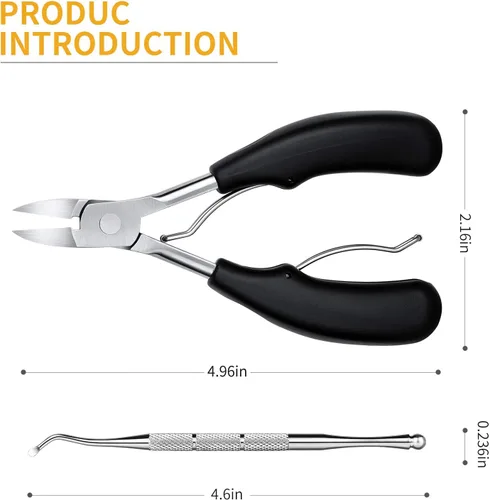 Miniatura 7 de Aogeili Kit de cortaúñas encarnadas, cortaúñas profesionales gruesas y encarnadas para personas mayores, hombres y mujeres, de acero inoxidable