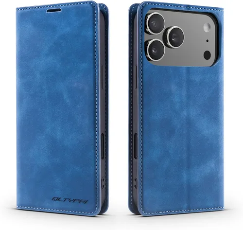 Miniatura 40 de QLTYPRI Funda para iPhone Air, Funda de piel sintética premium TPU parachoques con tarjetero Kickstand adsorción magnética oculta a prueba de golpes