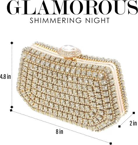 Miniatura 2 de Olixi Bolso de mano de cristal plateado para mujer, bolso de noche con purpurina para boda, cena, fiesta, baile de graduación, cóctel
