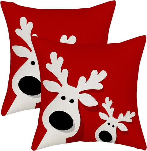 Miniatura 18 de AGAYNA Juego de 2 fundas de almohada decorativas con diseño de acuarela verde salvia para árbol de Navidad de 16 x 16 pulgadas, para sofá, invierno