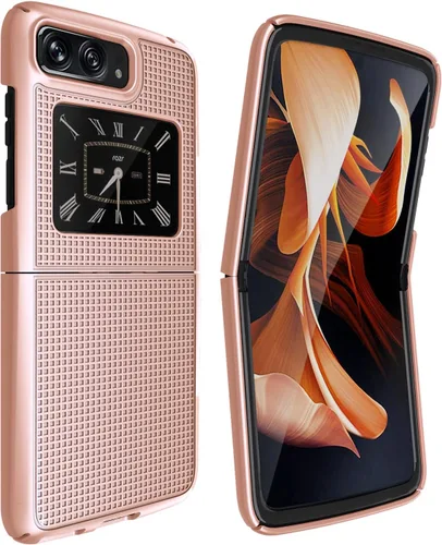 Miniatura 8 de Funda con clip para Motorola RAZR 2022 Flip Phone, Nakedcellphone [textura de cuadrícula] cubierta rígida delgada y [rotación/trinquete] funda