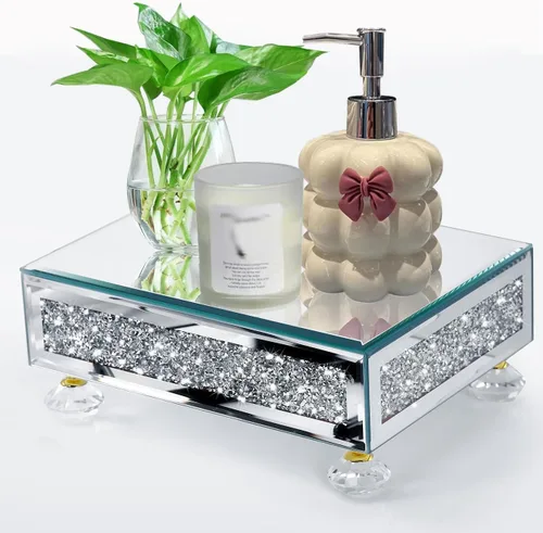 Miniatura 9 de TACIDON Elevador de cristal con espejo para fregadero de cocina, encimera de baño, decoración moderna. Soporte de pedestal de cristal