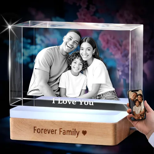 Foto de Cristal 3D Personalizada Imagen 3D en Cristal - Regalo para Mamá Esposa Ella Abuela Él Papá Navidad Año Nuevo Cumpleaños Boda Parejas Paisaje