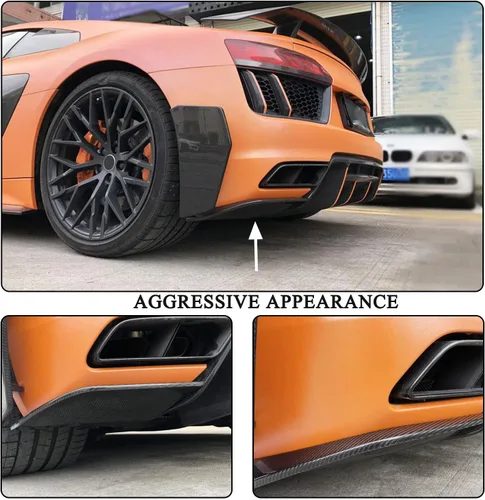 Miniatura 3 de Divisor de parachoques trasero de fibra de carbono para Audi R8 V10 Gen 2 2 puertas Coupe Spyder Convertible 2016-2018 personalizado CF alerón aletas