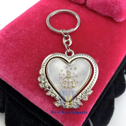 Miniatura 7 de 12 piezas personalizado Quinceañera Recuerdos Para Quinceañera Corazón llaveros Dulce 16 Quinceañera Rojo