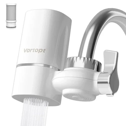 Vortopt Filtro de agua para grifo para fregadero, flujo rápido, sistema de filtración de agua de montaje en grifo de 400 galones para agua del