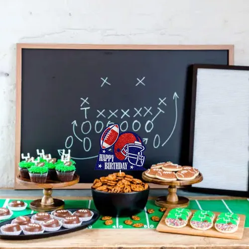 Miniatura 5 de Decoración para pastel de rugby, decoración de casco de fútbol americano de feliz cumpleaños, fiesta deportiva, decoración de touchdown para niños