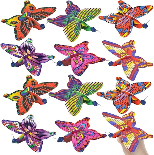 ArtCreativity Planeadores de mariposa de espuma para niños, juego de 12, juguetes voladores para niños en varios diseños, juguetes al aire libre