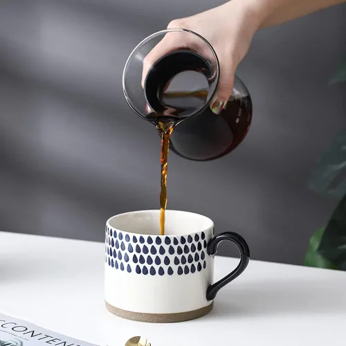 Miniatura 7 de SOUJOY Juego de 4 tazas de café grandes de cerámica, tazas de café pintadas a mano de 15 onzas con asas, tazas de sopa de porcelana esmaltada