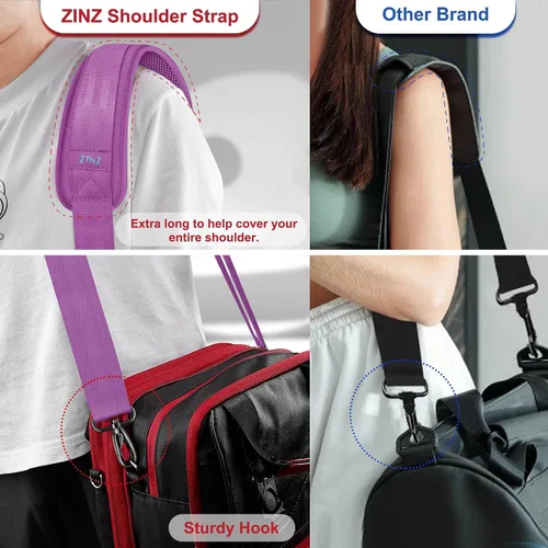 Miniatura 77 de ZINZ Correa de hombro universal de 59 pulgadas con almohadilla transpirable fija ultra gruesa, correa de hombro ajustable y resistente para bolsa