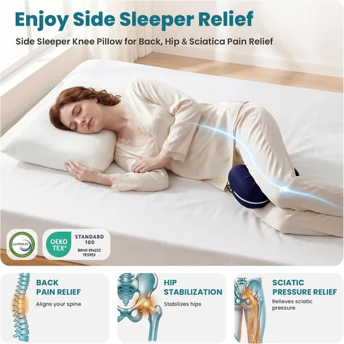 Miniatura 3 de Almohada de rodilla para personas que duermen de lado, almohada suave de alineación de la columna vertebral, almohadas de rodilla de espuma