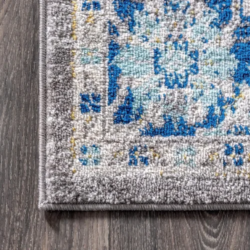 Miniatura 4 de JONATHAN Y Alfombra de pasillo moderna estilo bohemio, floral, gris/azul marino, 2 x 8 pulgadas, bohemio, vintage, fácil de limpiar para sala
