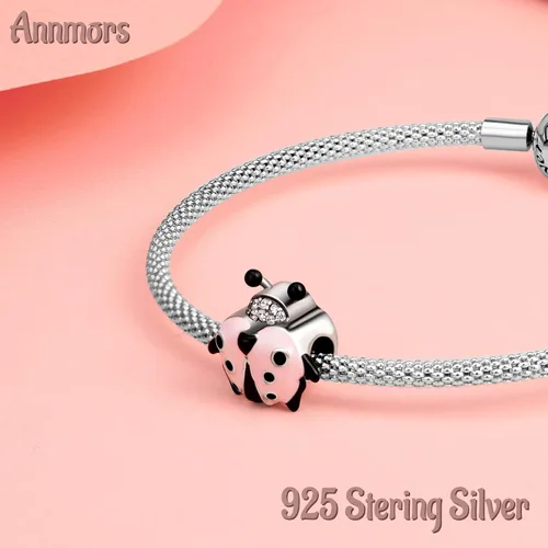 Miniatura 2 de Annmors Dijes para pulseras de plata de ley 925 para familia, amigos, angular, amor, corazón, colgante, pulsera y collar