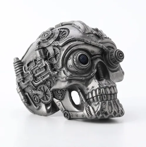 Miniatura 4 de Veronese Design 4 1/2" alto Steampunk láser ojo cráneo resina escultura Petwer acabado